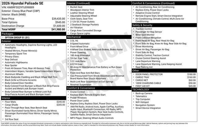 2026 Hyundai PALISADE SE