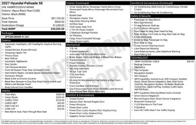 2027 Hyundai PALISADE SEL 7 Passenger