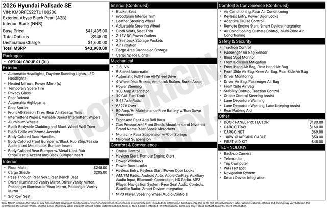 2026 Hyundai PALISADE SE
