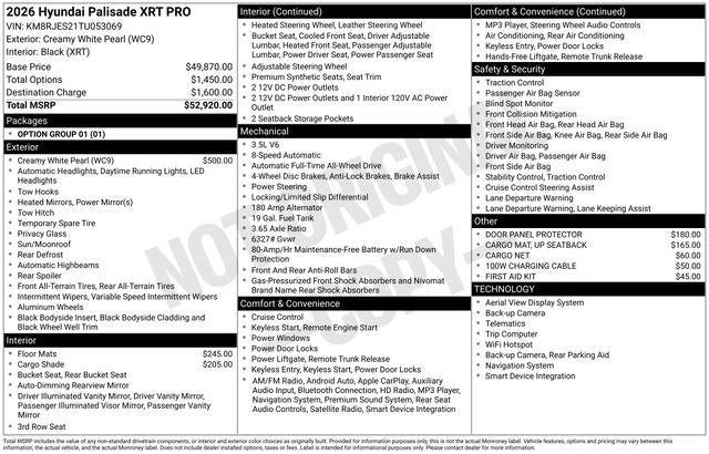 2026 Hyundai PALISADE XRT Pro