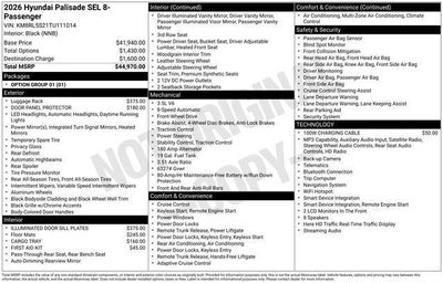 2026 Hyundai PALISADE SEL 8 Passenger