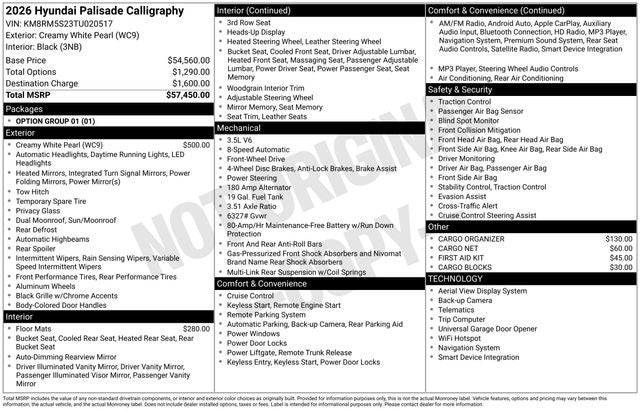 2026 Hyundai PALISADE Calligraphy