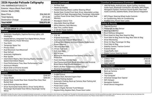 2026 Hyundai PALISADE Calligraphy