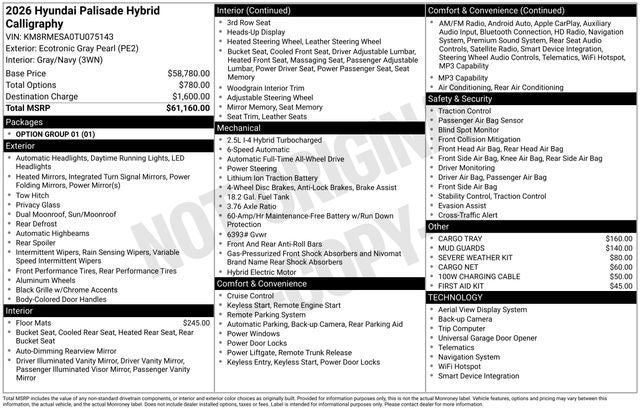 2026 Hyundai PALISADE HYBRID Calligraphy
