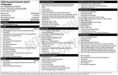 2026 Hyundai PALISADE HYBRID Calligraphy