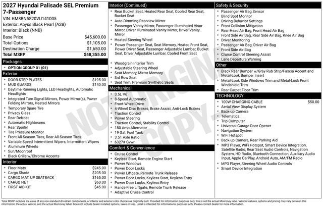 2027 Hyundai PALISADE SEL Premium 7 Passenger