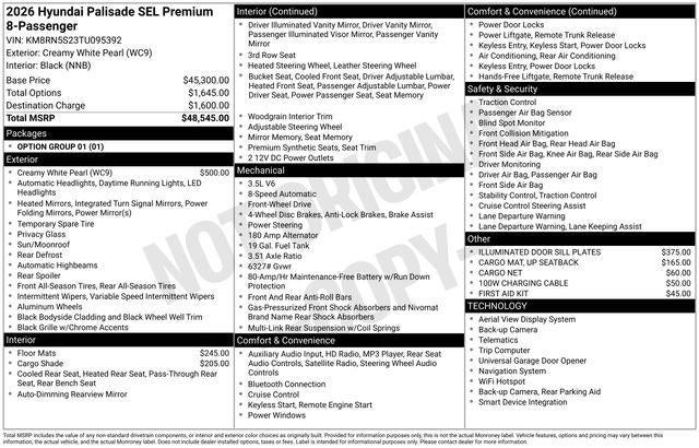 2026 Hyundai PALISADE SEL Premium 8 Passenger