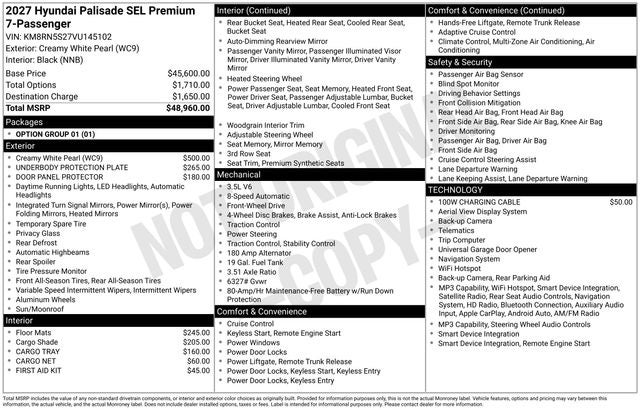 2027 Hyundai PALISADE SEL 7 Passenger
