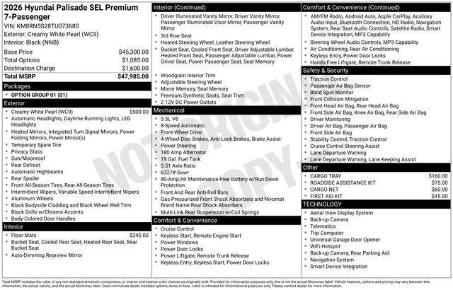 2026 Hyundai PALISADE SEL Premium 7 Passenger