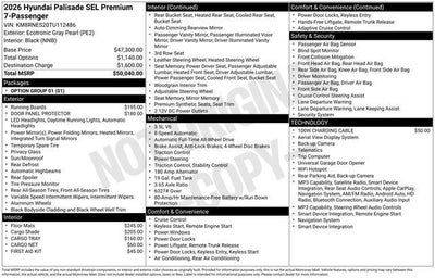 2026 Hyundai PALISADE SEL Premium 7 Passenger