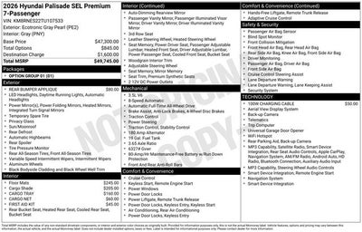 2026 Hyundai PALISADE SEL Premium 7 Passenger