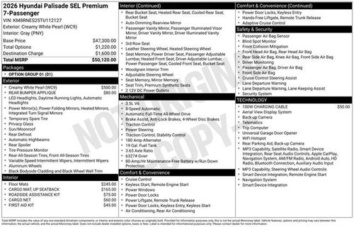 2026 Hyundai PALISADE SEL Premium 7 Passenger