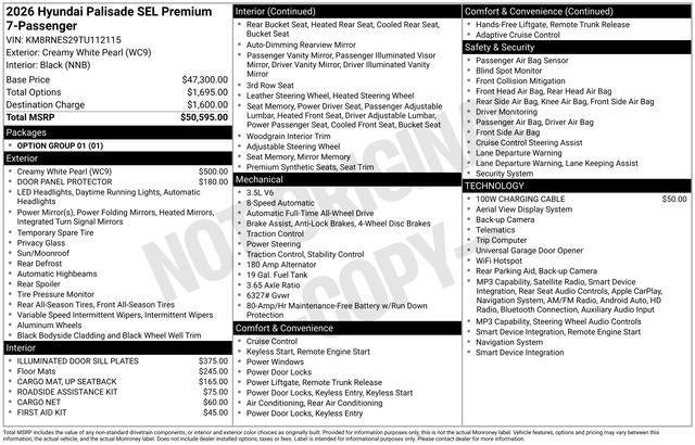 2026 Hyundai PALISADE SEL Premium 7 Passenger