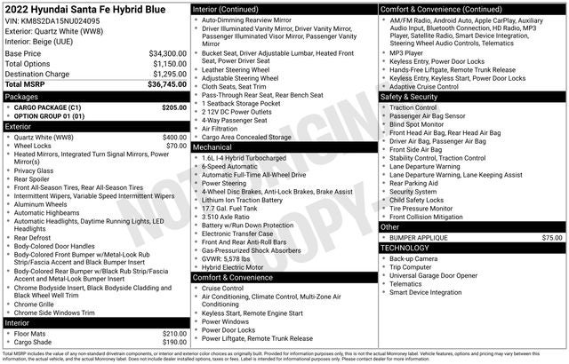 2022 Hyundai SANTA FE HYBRID Blue
