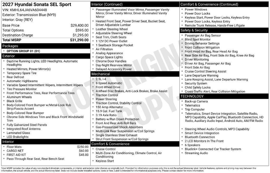 2027 Hyundai SONATA SEL Sport