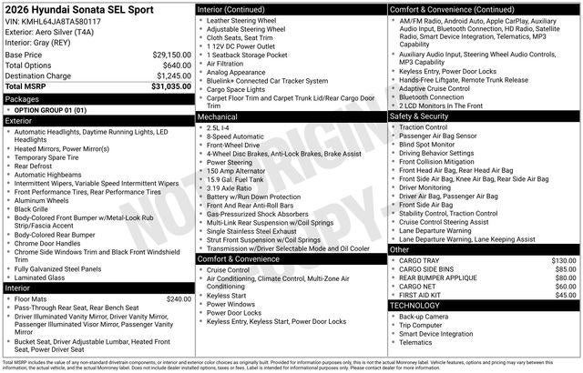2026 Hyundai SONATA SEL Sport