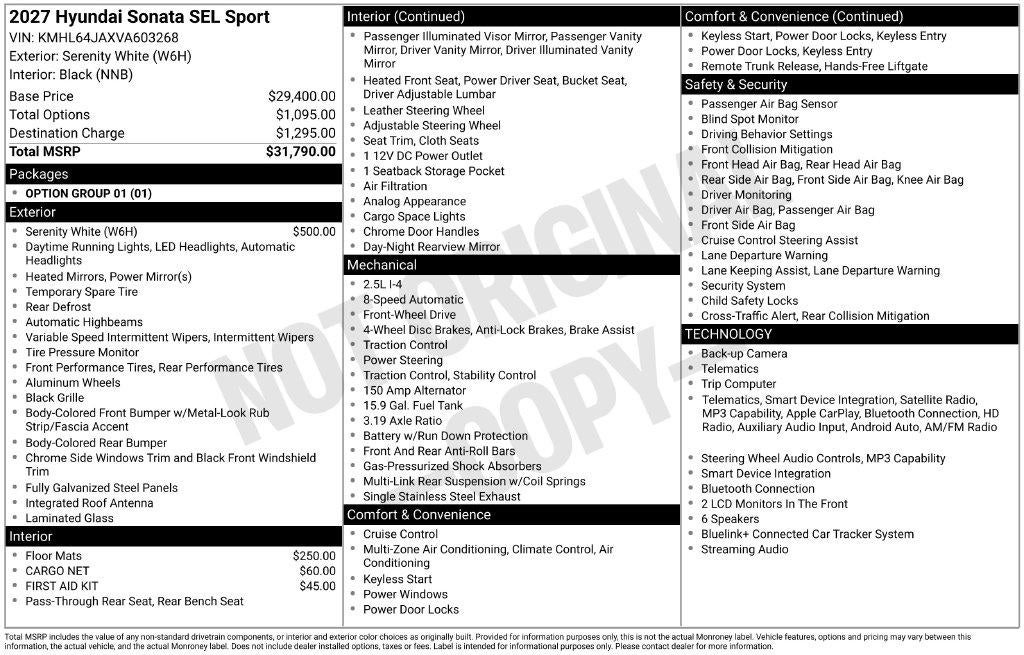 2027 Hyundai SONATA SEL Sport