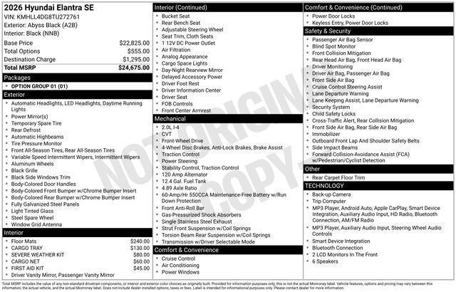 2026 Hyundai ELANTRA SE