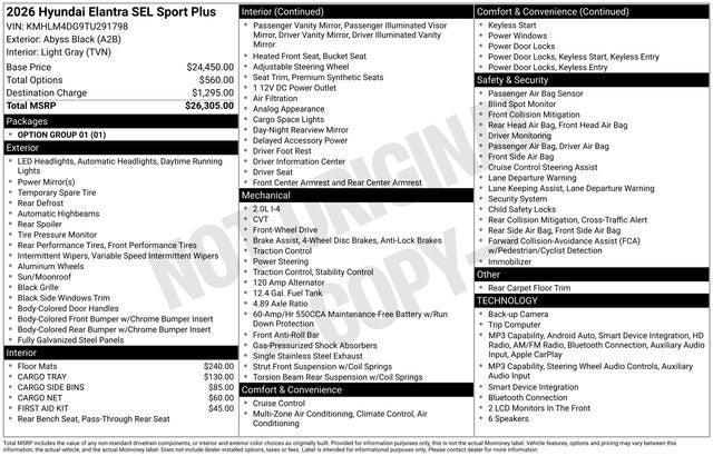 2026 Hyundai ELANTRA SEL Sport