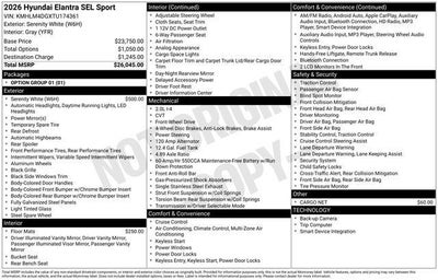 2026 Hyundai ELANTRA SEL Sport