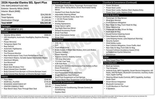 2026 Hyundai ELANTRA SEL Sport