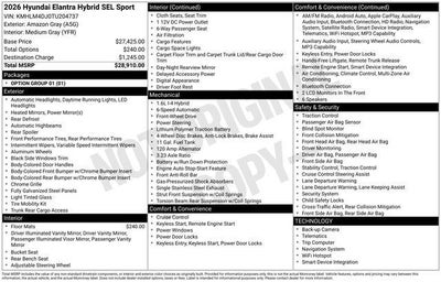 2026 Hyundai ELANTRA HYBRID SEL Sport
