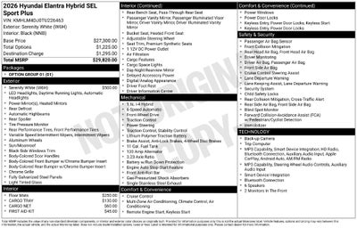 2026 Hyundai ELANTRA HYBRID SEL Sport
