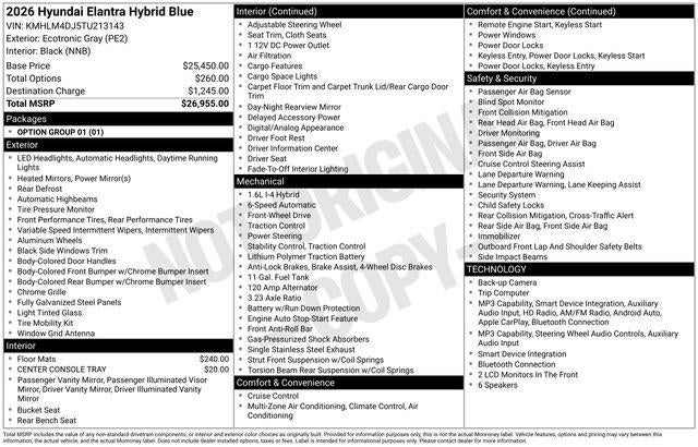 2026 Hyundai ELANTRA HYBRID Blue