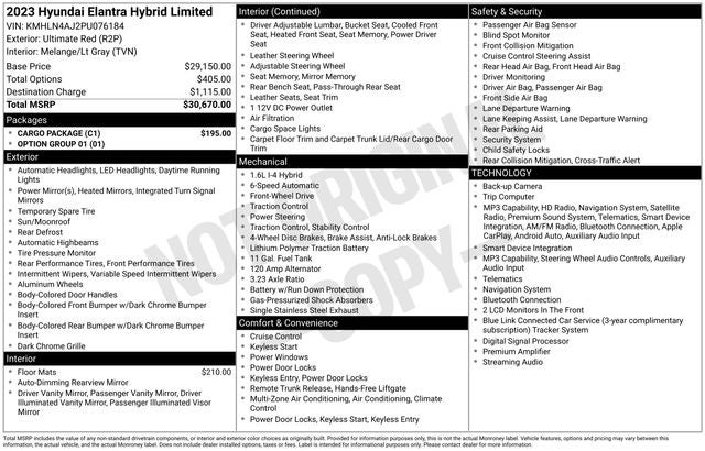 2023 Hyundai ELANTRA HYBRID Limited