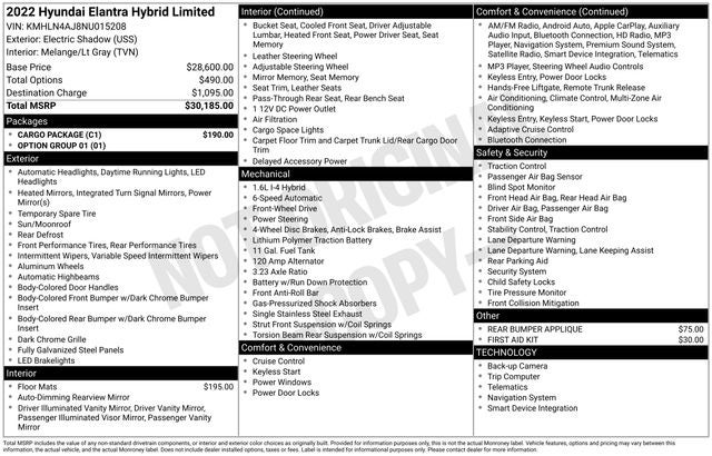 2022 Hyundai ELANTRA HYBRID Limited