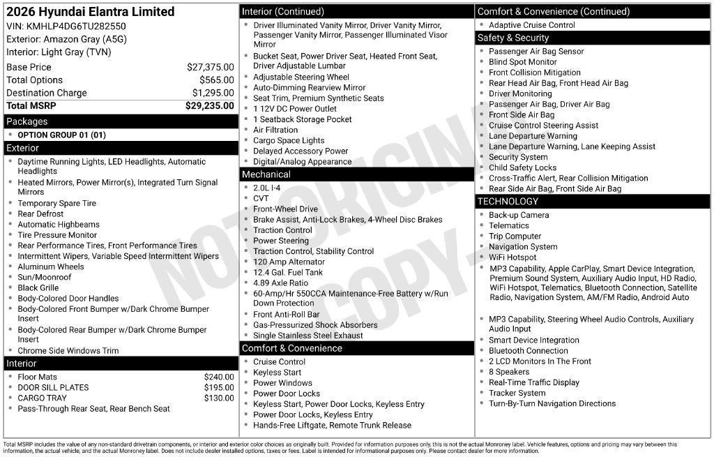 2026 Hyundai ELANTRA Limited