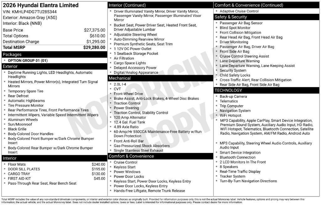 2026 Hyundai ELANTRA Limited