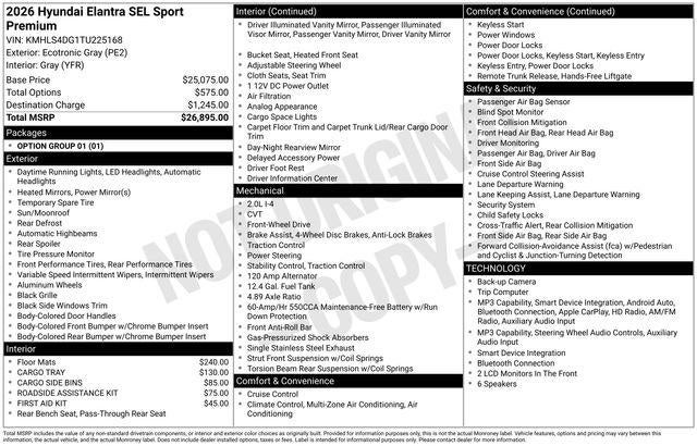 2026 Hyundai ELANTRA SEL Sport