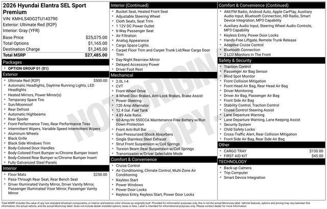 2026 Hyundai ELANTRA SEL Sport