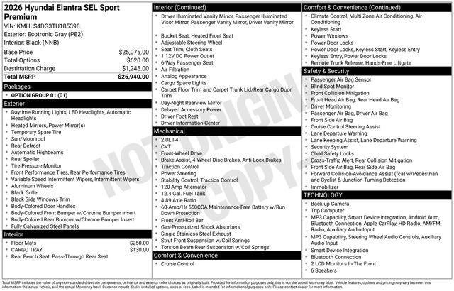 2026 Hyundai ELANTRA SEL Sport