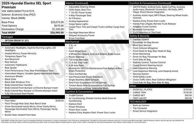 2026 Hyundai ELANTRA SEL Sport