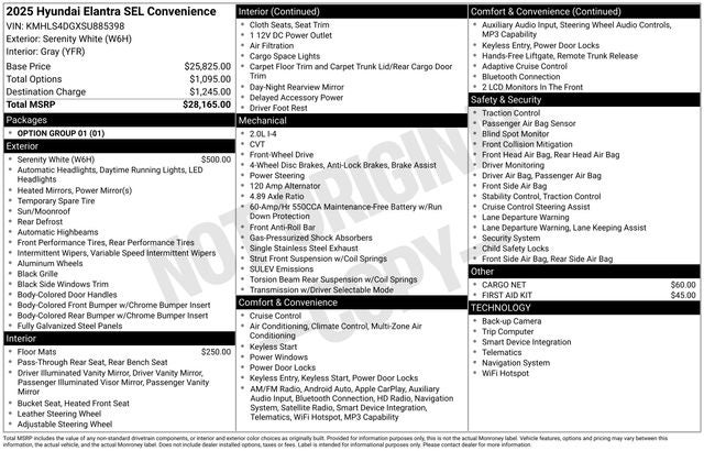 2025 Hyundai ELANTRA SEL Convenience