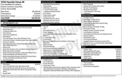 2026 Hyundai VENUE SE