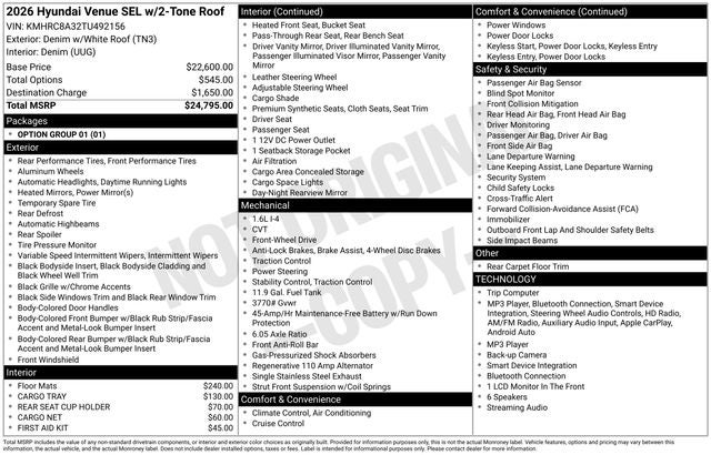 2026 Hyundai VENUE SEL